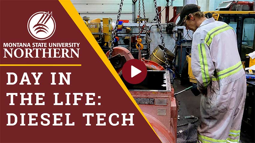 MSU-Northern alumni Kareem Vollenweider of Tractor and Equipment Co., and Layton Ophus of Modern Machinery talk about what a day in the life of a diesel technician looks like.