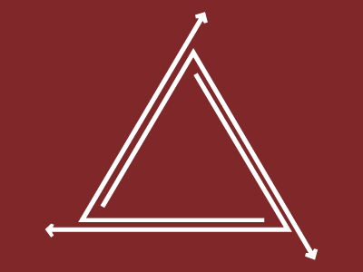 triangle with arrows outward