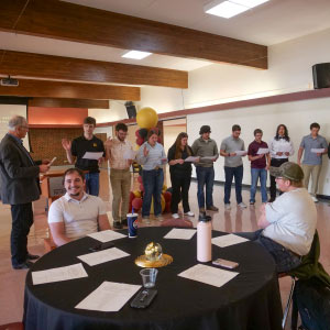 Chancellor Greg Kegel swears in the 2025-2026 Student Senate members.