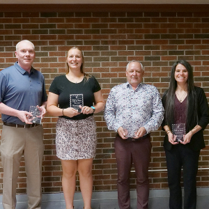 2026 Hall of Fame Recipients - Pictured (L to R) John Briney, Sierra (Richards) Woodward, Christian Oberquell, and Laramie Schwenke