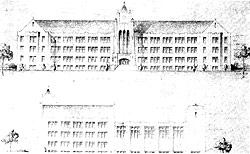 Original architect sketches of Cowan Hall