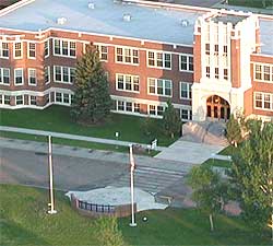 Flag plaza in front of Cowan Hall