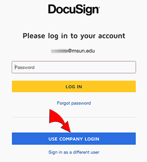 DocuSign password/company login screen
